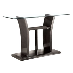 bowery hill glass top console table in gray
