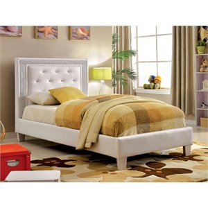 bowery hill twin tufted faux leather platform bed