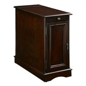 Bowery Hill Wood Cherry End Table Rectangular Charging Station 24&quotH Unassembled