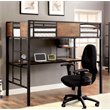 Bowery Hill Modern Metal Twin over Workstation Bunk Bed in Black