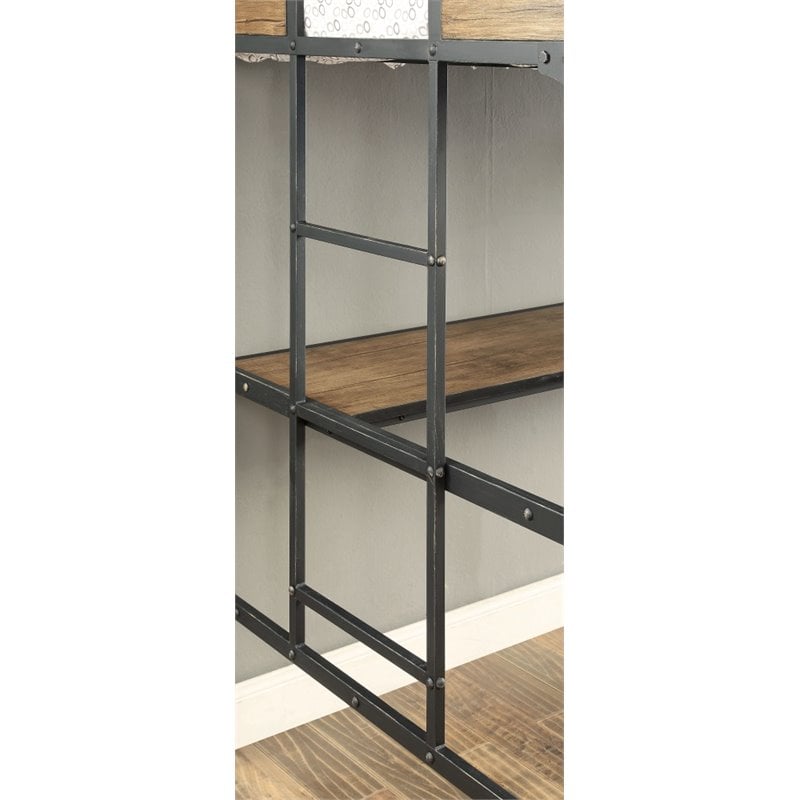 Bowery Hill Modern Metal Twin over Workstation Bunk Bed in Black