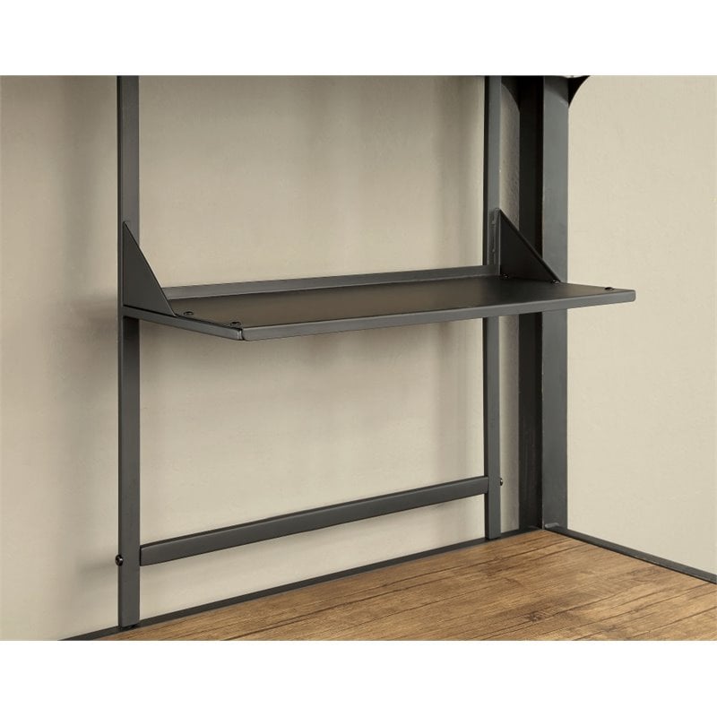 Bowery Hill Modern Metal Twin over Workstation Bunk Bed in Black