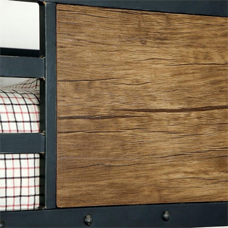 Bowery Hill Modern Metal Twin over Workstation Bunk Bed in Black