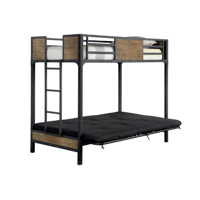 Bowery Hill Modern Steel Metal and Wood Twin Loft Bed in Black