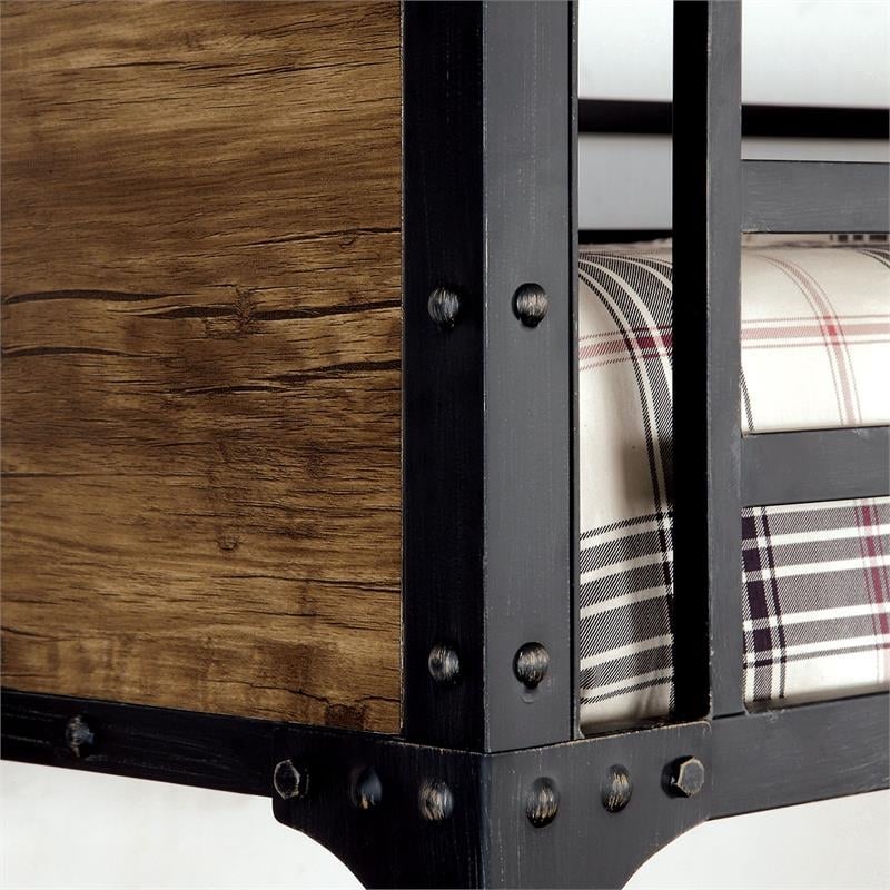 Bowery Hill Modern Steel Metal and Wood Twin Loft Bed in Black