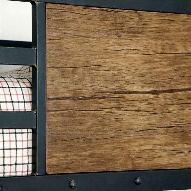 Bowery Hill Modern Steel Metal and Wood Twin Loft Bed in Black