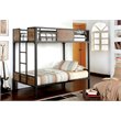 Bowery Hill Modern Steel Metal/Wood Twin over Twin Bunk Bed in Black