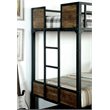 Bowery Hill Modern Steel Metal/Wood Twin over Twin Bunk Bed in Black