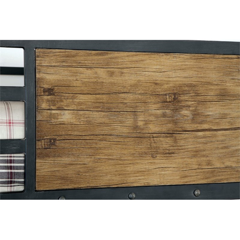 Bowery Hill Modern Steel Metal/Wood Twin over Twin Bunk Bed in Black