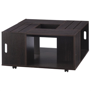 Bowery Hill 4-Shelf Square Modern Wood Coffee Table in Espresso