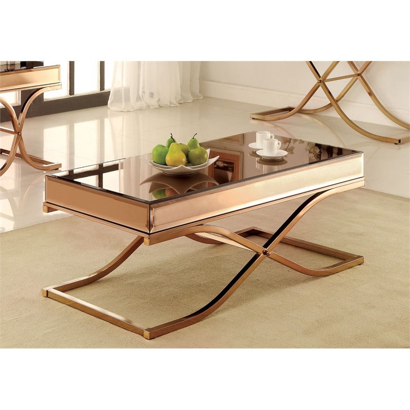 copper mirror table