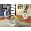 Bowery Hill Glass Top Console Table in White