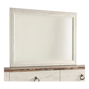 Bowery Hill Engineered Wood Bedroom Mirror in White Wash