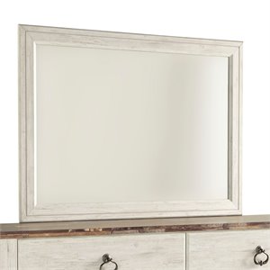 bowery hill bedroom mirror in whitewash