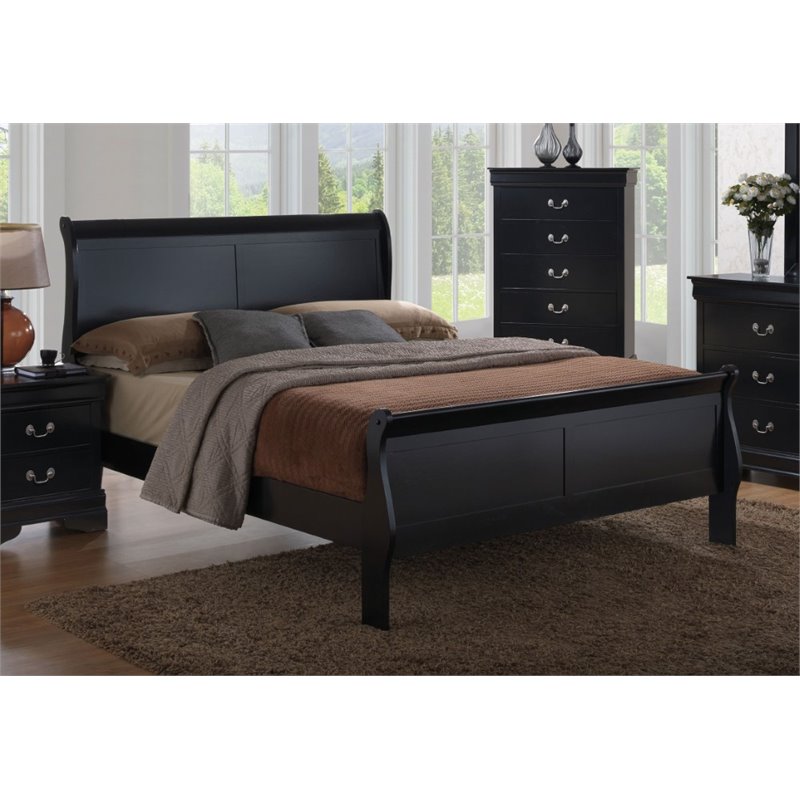 Bowery Hill Queen Platform Sleigh Bed in Black Cymax Business