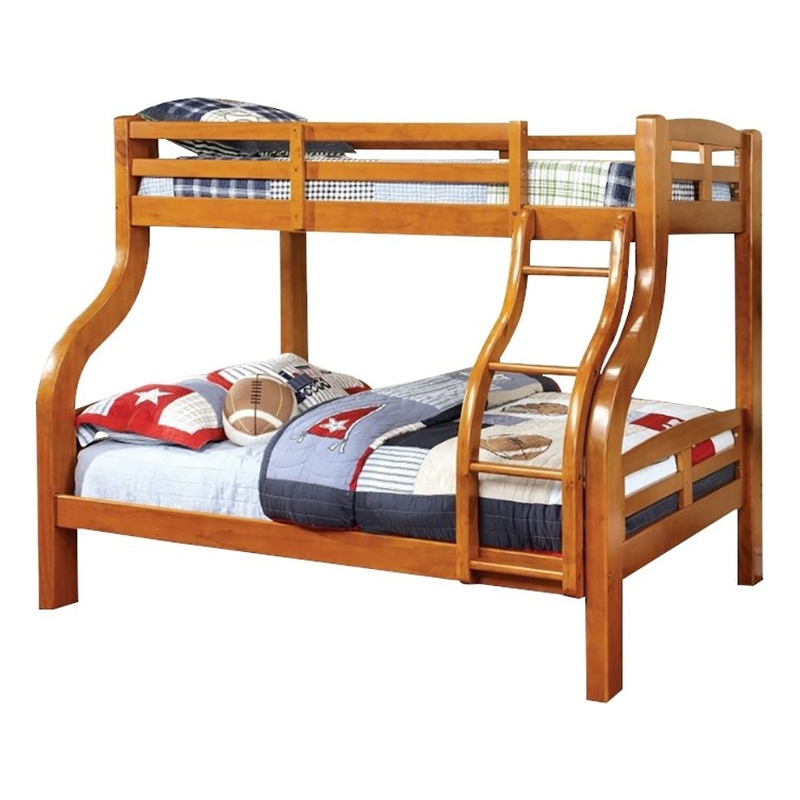Bowery Hill Transitional Solid Wood Twin over Full Bunk Bed in Oak