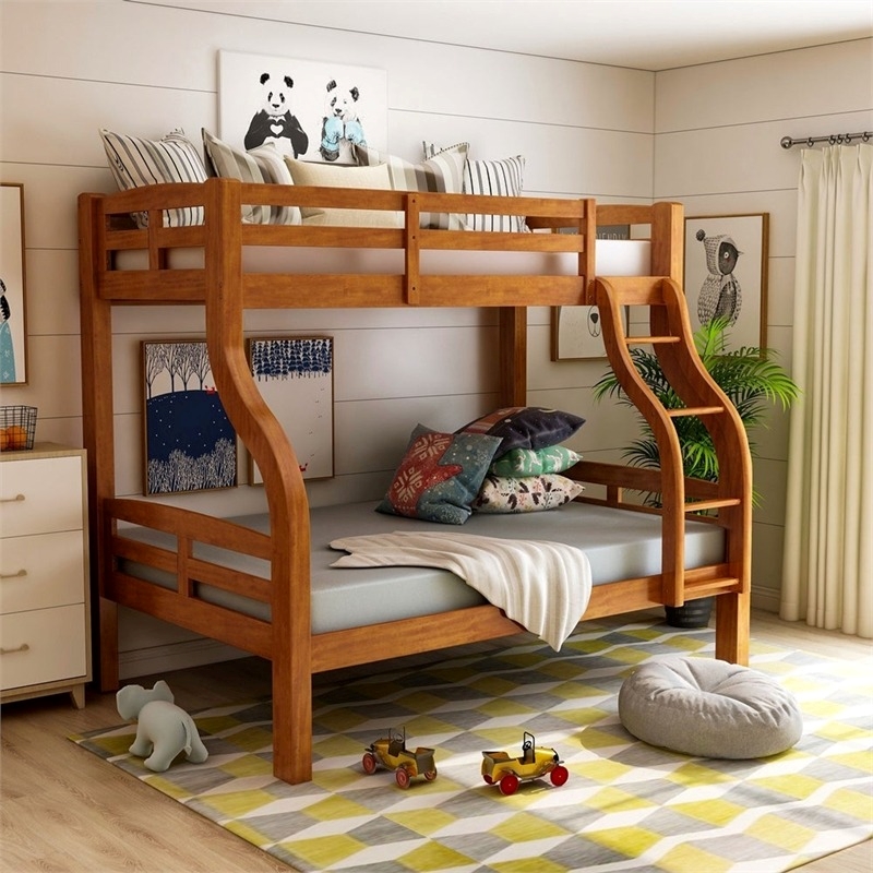 Bowery Hill Transitional Solid Wood Twin over Full Bunk Bed in Oak