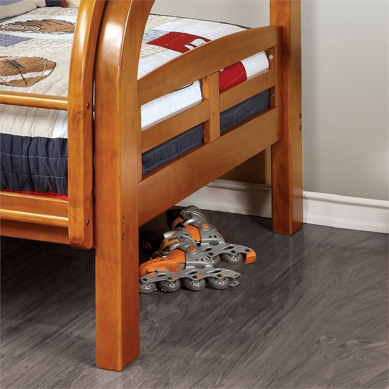 Bowery Hill Transitional Solid Wood Twin over Full Bunk Bed in Oak