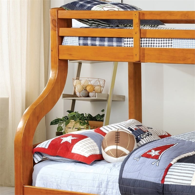 Bowery Hill Transitional Solid Wood Twin over Full Bunk Bed in Oak