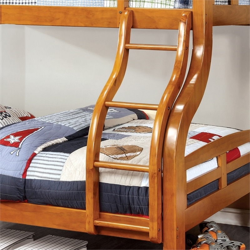 Bowery Hill Transitional Solid Wood Twin over Full Bunk Bed in Oak