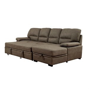bowery hill modern convertible sectional in ash brown