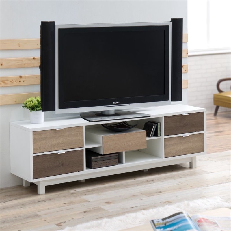 Bowery Hill Contemporary Wood TV Stand for TVs up to 71