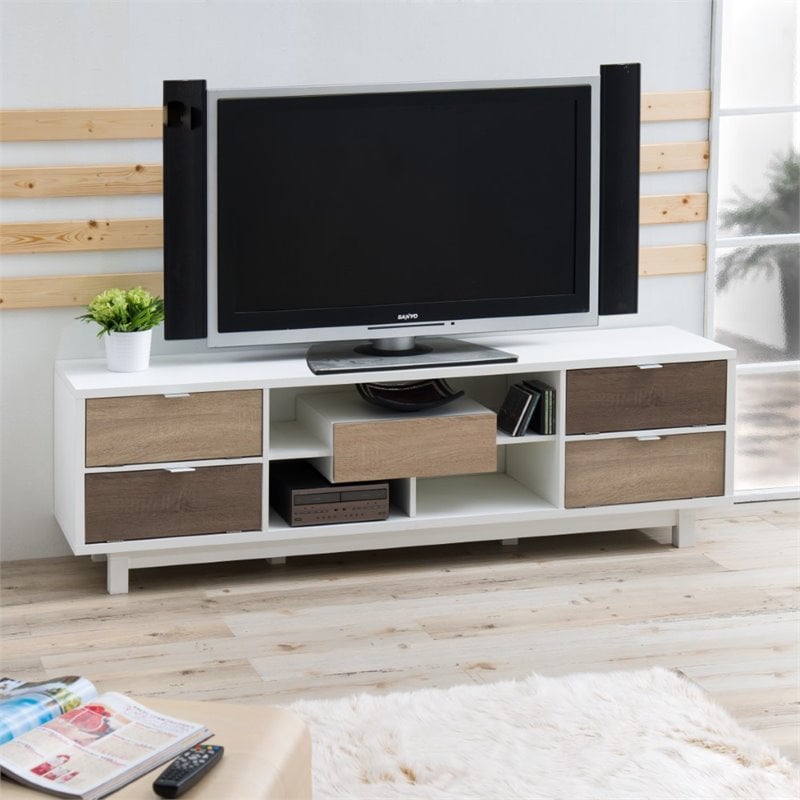 Bowery Hill Contemporary Wood TV Stand for TVs up to 71