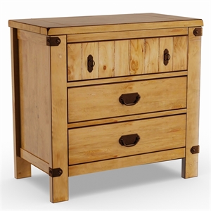 Bowery Hill 3 Drawers Transitional Wood Nightstand in Weathered Brown Elm