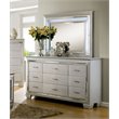 Bowery Hill 9 Drawers Contemporary Wood LED Dresser and Mirror Set in Silver