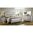Bowery Hill 9 Drawers Contemporary Wood LED Dresser and Mirror Set in Silver