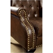 Bowery Hill Traditional Faux Leather Tufted Accent Chair in Rustic Brown