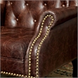 Bowery Hill Traditional Faux Leather Tufted Accent Chair in Rustic Brown