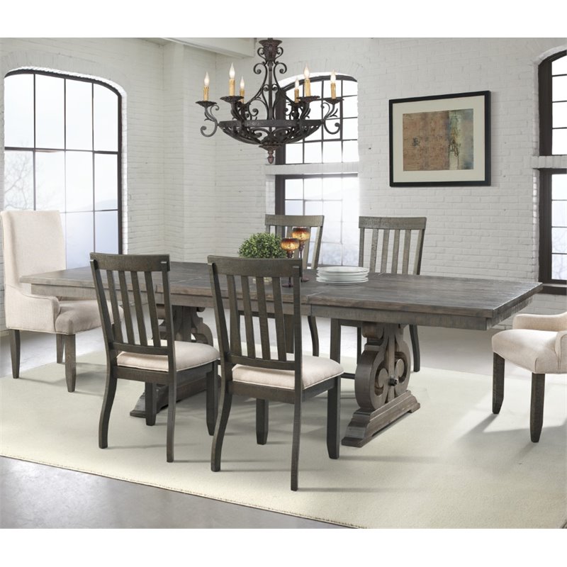 Bowery Hill Rubber Wood Dining Table in Dark Ash Finish