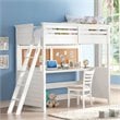 Bowery Hill Twin Loft Bed with Desk in White