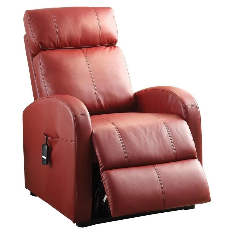 Bowery Hill Power Lift Faux Leather Recliner in Red