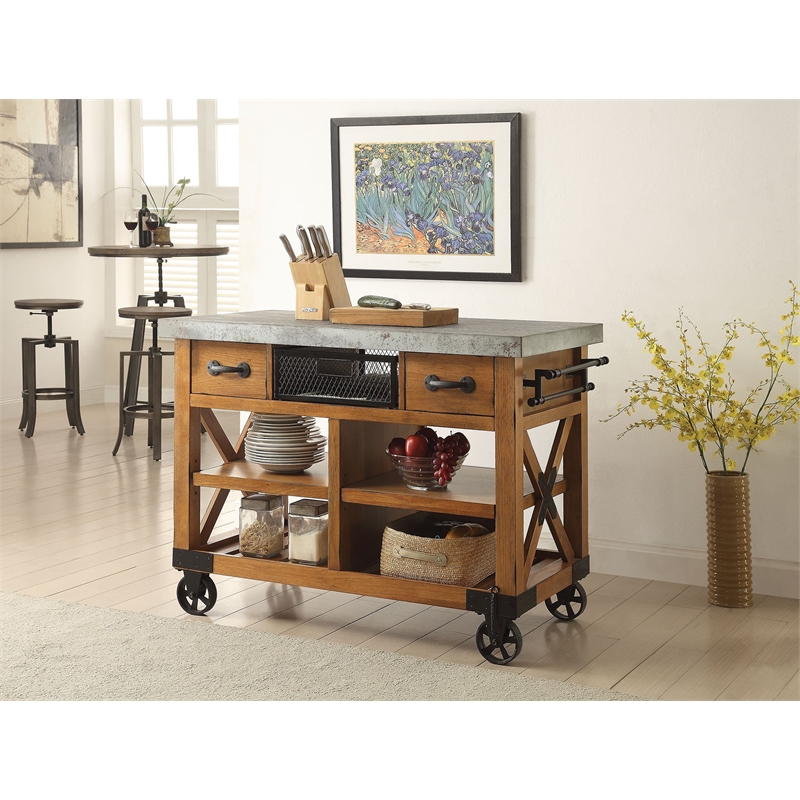 Bowery Hill Kitchen Cart in Antique Oak