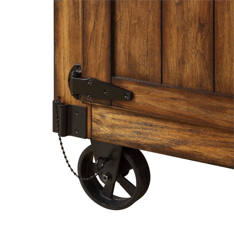 Bowery Hill 3-Drawers Wood Kitchen Cart in Antique Tobacco