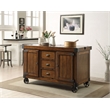 Bowery Hill 3-Drawers Wood Kitchen Cart in Antique Tobacco