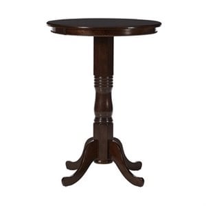 Bowery Hill Traditional Wood Pub Table with Carved Pedestal in Cappuccino