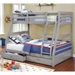 Bowery Hill Transitional Wood Twin Over Full Bunk Bed with Storage in Gray