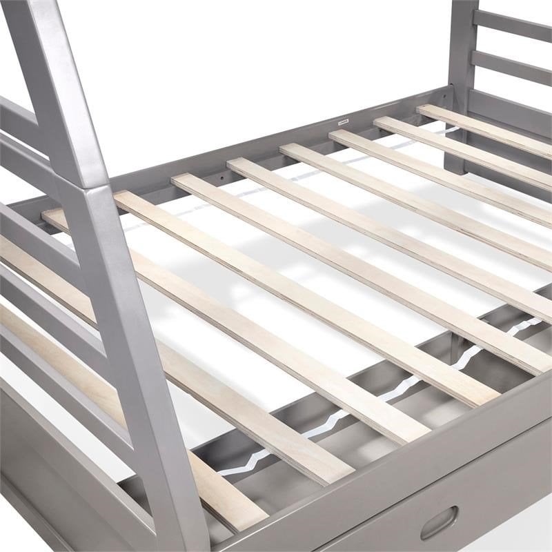 Bowery Hill Transitional Wood Twin Over Full Bunk Bed with Storage in Gray