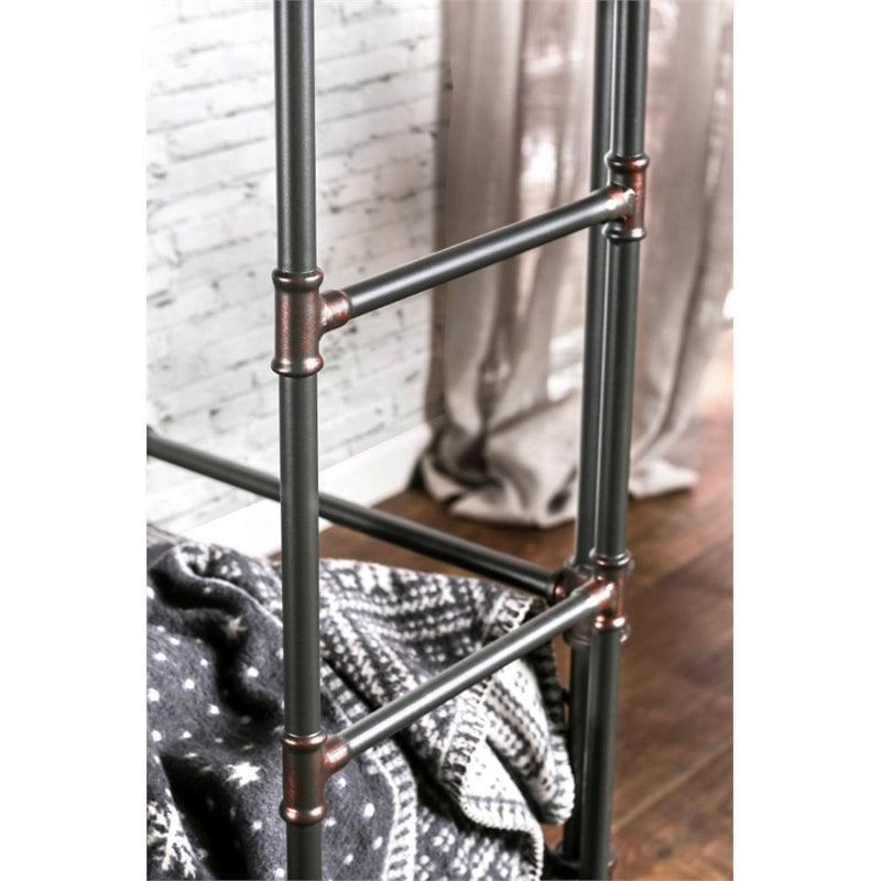 Bowery Hill Modern Steel Metal Full Over Full Bunk Bed in Antique Black