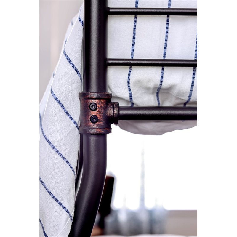 Bowery Hill Modern Steel Metal Full Over Full Bunk Bed in Antique Black