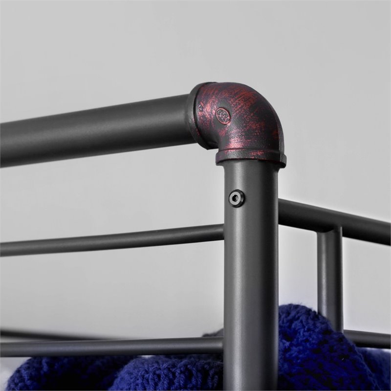 Bowery Hill Modern Steel Metal Full Over Full Bunk Bed in Antique Black