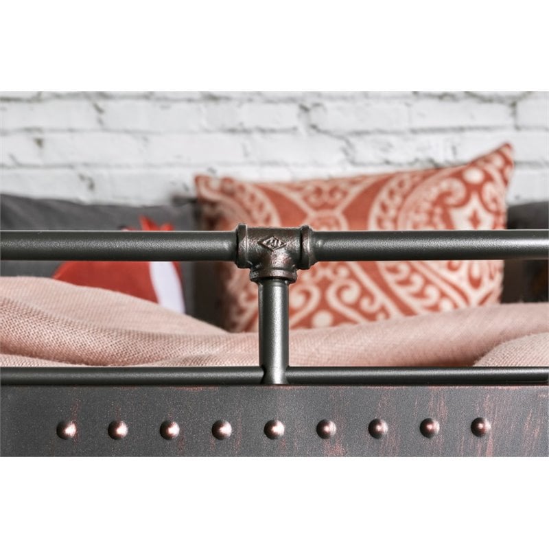 Bowery Hill Modern Steel Metal Full Over Queen Bunk Bed in Antique Black
