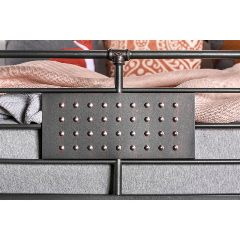 Bowery Hill Modern Steel Metal Full Over Queen Bunk Bed in Antique Black