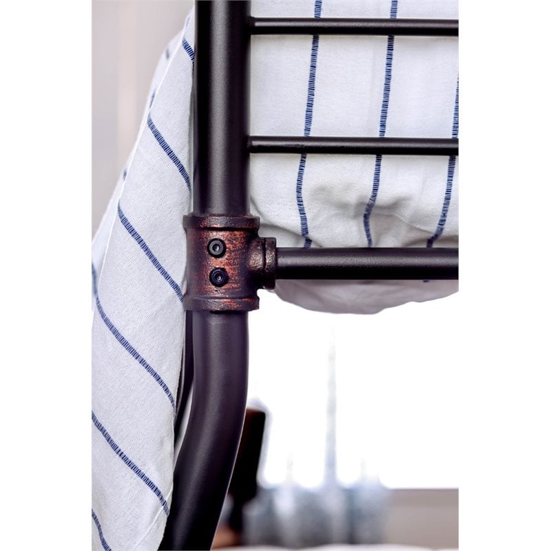 Bowery Hill Modern Steel Metal Full Over Queen Bunk Bed in Antique Black