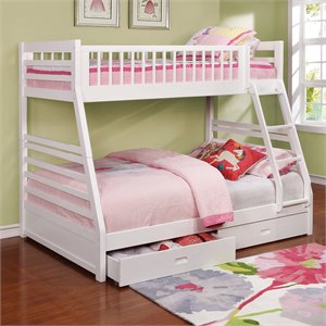 bowery hill twin over full bunk bed in white