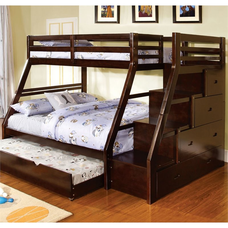 Bowery Hill Twin over Full Storage Bunk Bed in Walnut