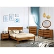 Bowery Hill Mid-Century Solid Wood/Wood Veneer/MDF Queen Panel Bed in Oak